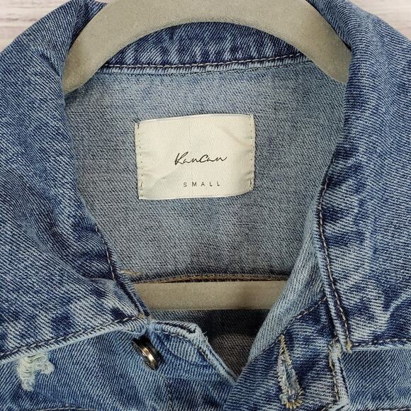 Kancan Henney Classic Trucker Jacket S Distressed Jean Denim Grunge Emo Gorpcore - Picture 4 of 13